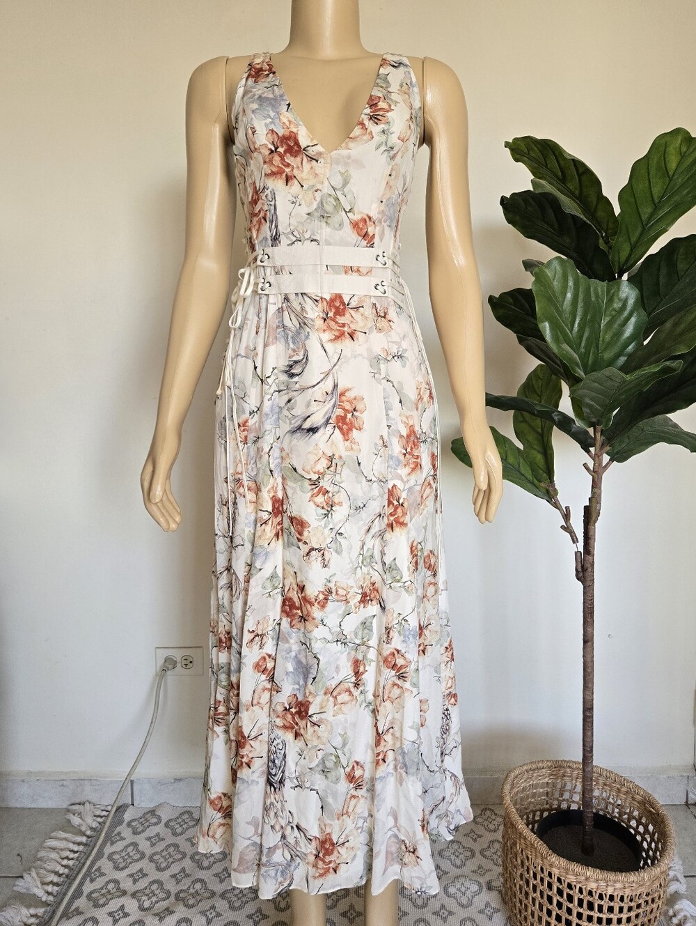 Haute Hippie Heliopolis Silk Floral Maxi Dress Size 10 Women's